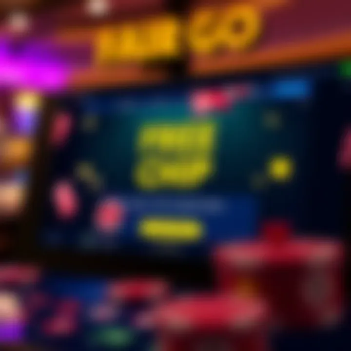 Illustration of a digital casino interface displaying a free chip offer in Australia