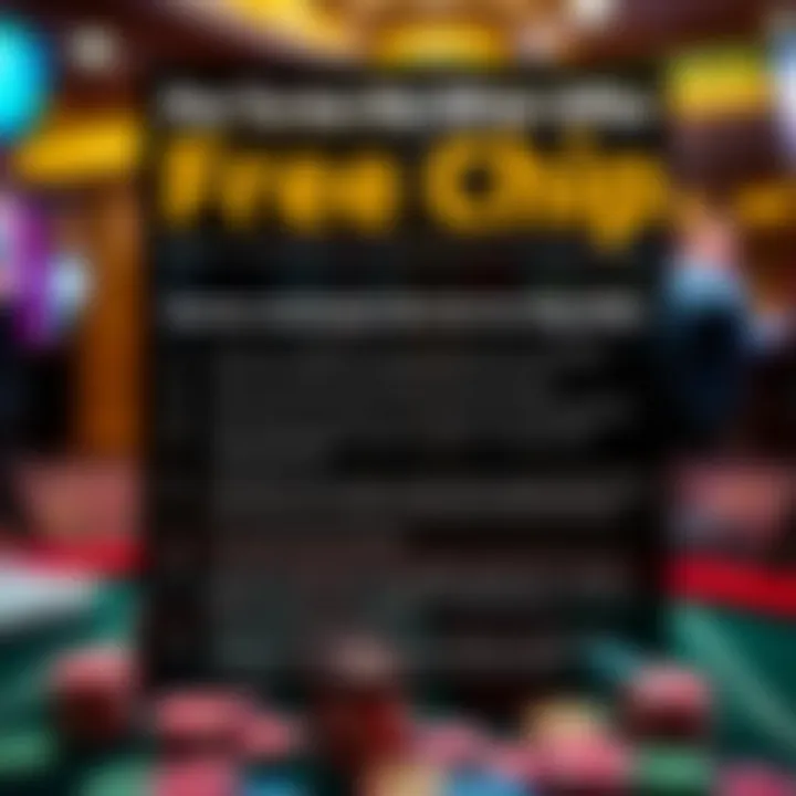 Graphic showing terms and conditions checklist alongside tips for maximizing free chip value