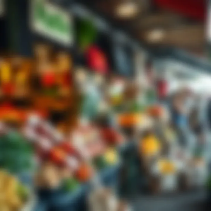 A vibrant local market stall showcasing fresh produce and handmade goods, representing thriving community trade