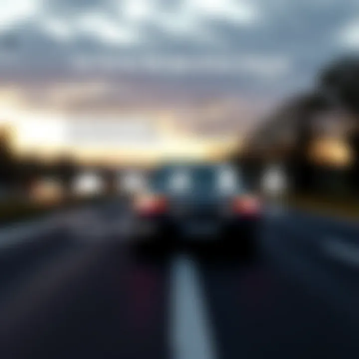 Car on road with icons symbolizing eligibility criteria and benefits of the safe driver scheme