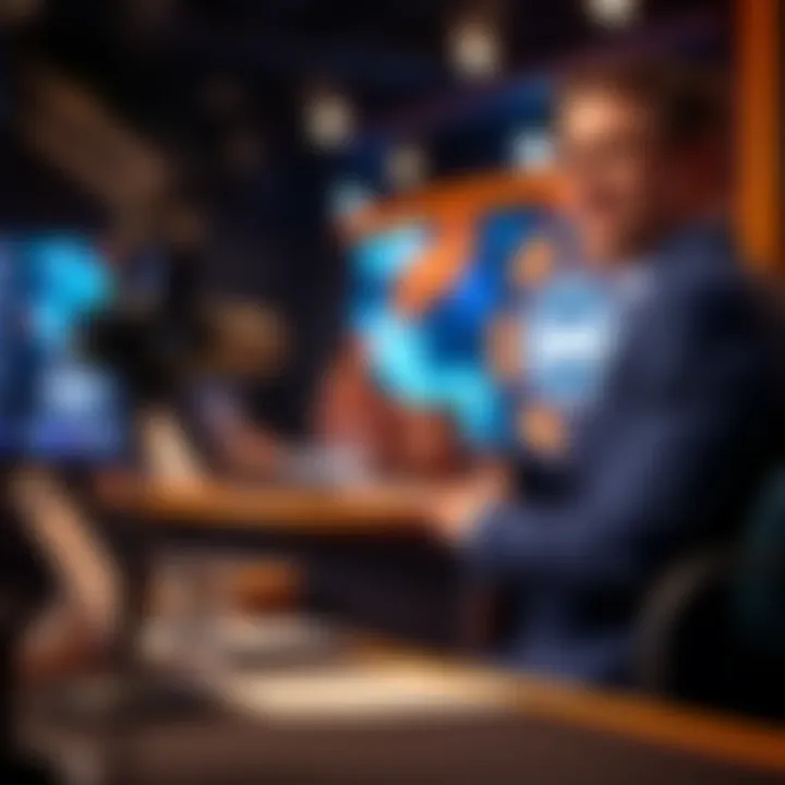 Kev Hosting Fair Go: Championing Consumer Rights Host Kev engaging with a microphone on the set of Fair Go focusing on consumer issues