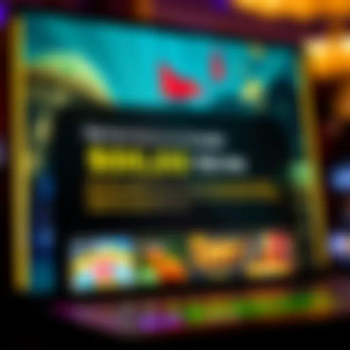 Digital screen showing casino promotions with bonus code details