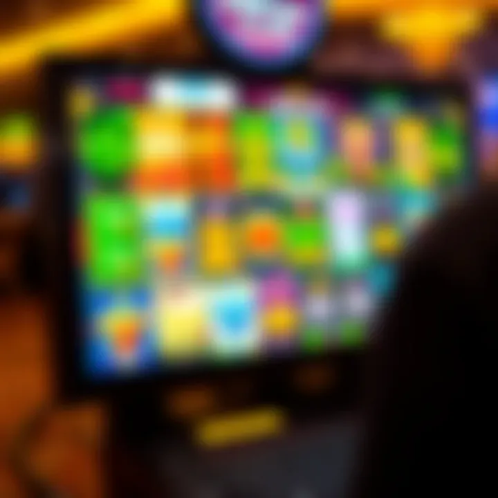 Diverse selection of colorful casino slot games displayed on a digital screen