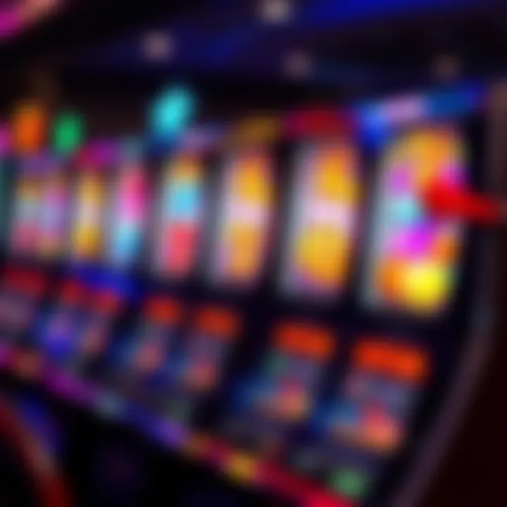 Colorful casino slot machine reels with bright symbols and glowing lights