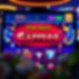 Online casino interface displaying free spins promotion and vibrant slot machine icons