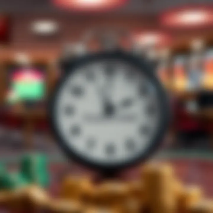 Illustration of a clock with financial icons representing loan application timing