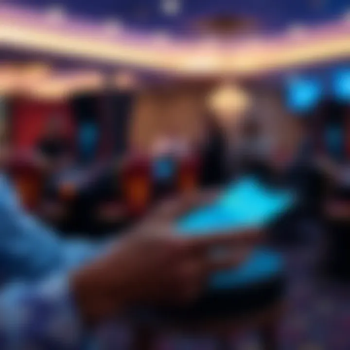 User interacting with a digital device to manage online casino account settings