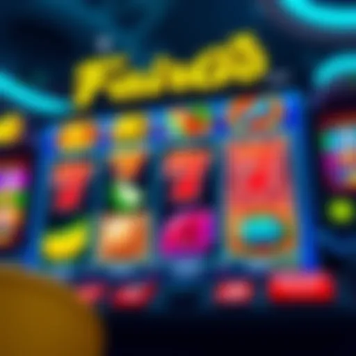Colorful online casino game interface with vibrant pokies symbols