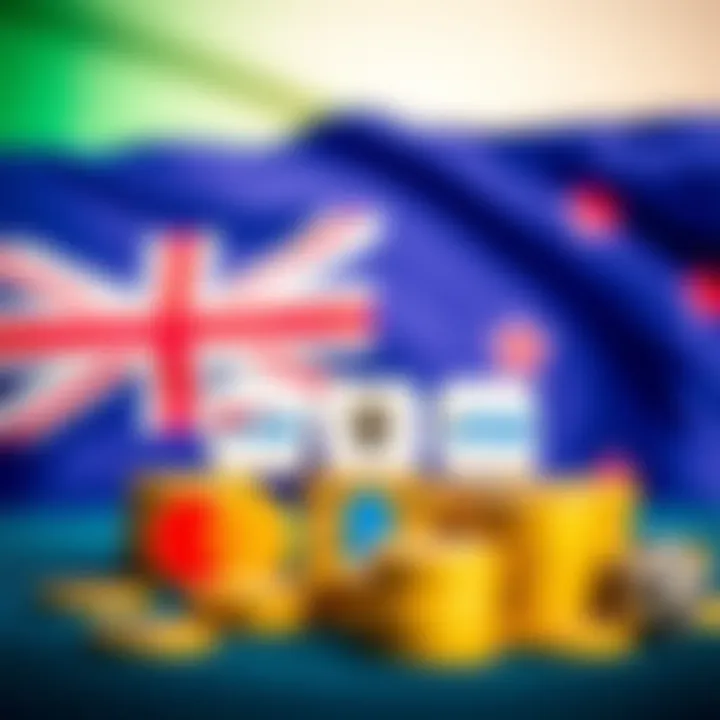 Secure online payment methods icons with Australian flag background