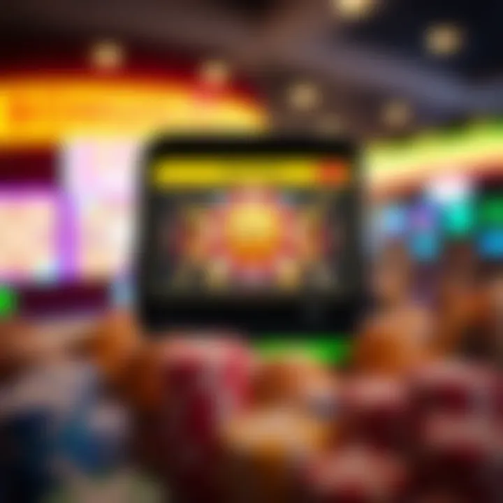 Mobile Casino Bonus Chip Notification Interface Illustration of a mobile device displaying casino game interface with bonus chip notification