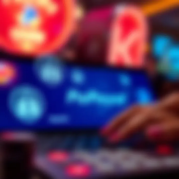 Visual representation of secure online casino transactions with PayPal and safety icons