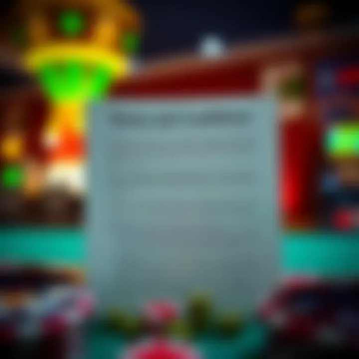 Visual representation of terms and conditions linked to no deposit bonuses at an online casino platform
