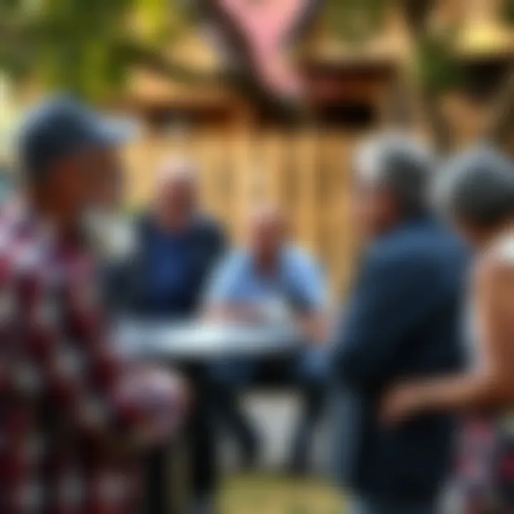 Community members engaging in a respectful discussion outdoors in an Australian neighborhood