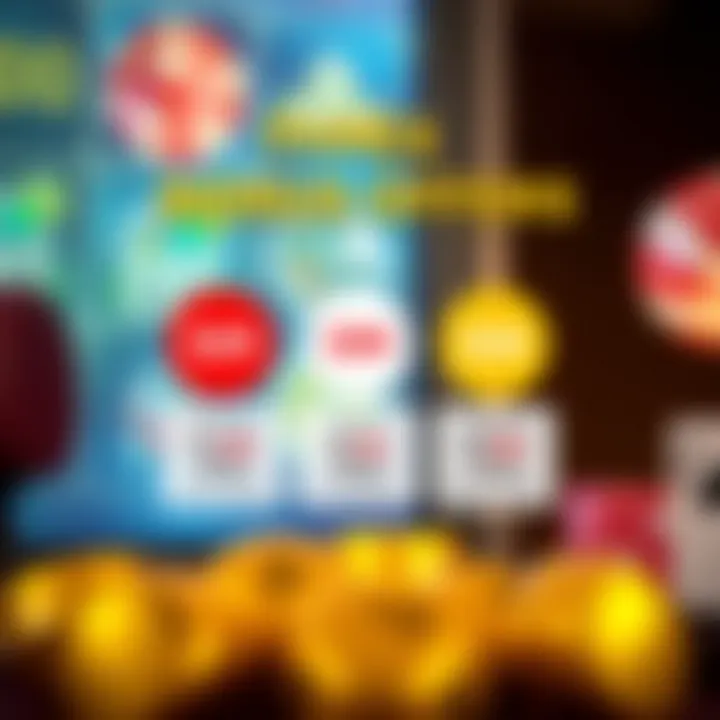 Graphic illustrating different types of casino bonuses like free spins and deposit matches