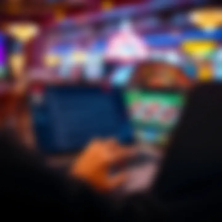 Illustration of a user navigating online casino terms and conditions on a laptop