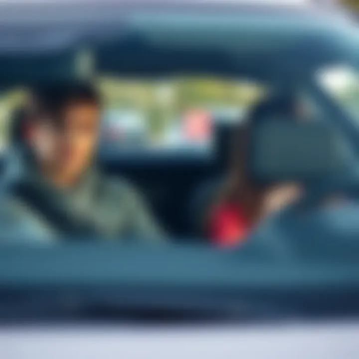 Illustration showing a young driver receiving guidance on safe driving practices