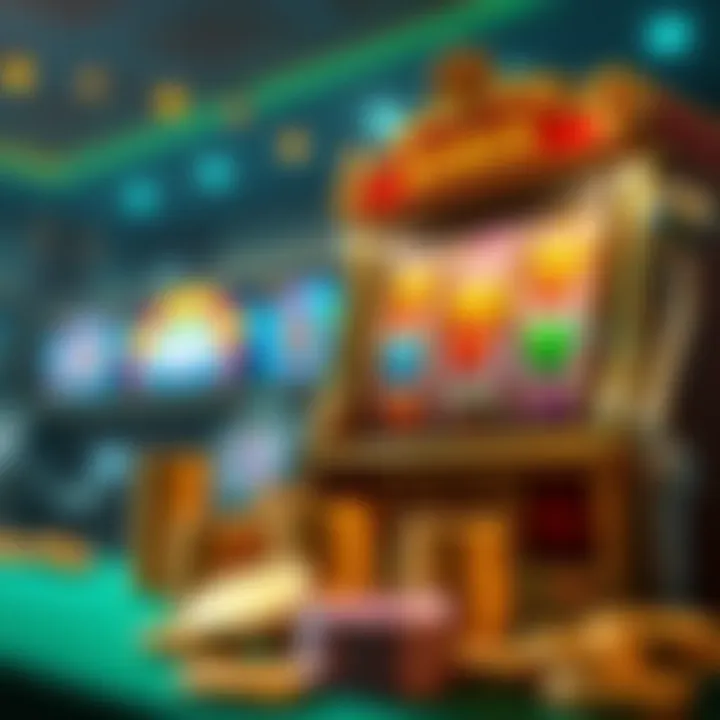 Illustration showing bonus coins and a slot machine symbolizing an online casino match bonus