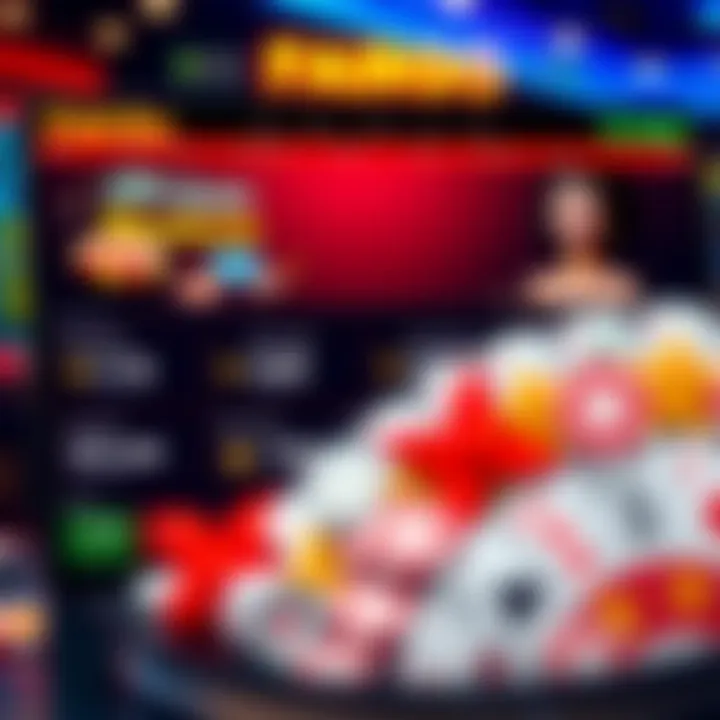 Illustration of a digital casino interface displaying bonus codes and promotional offers