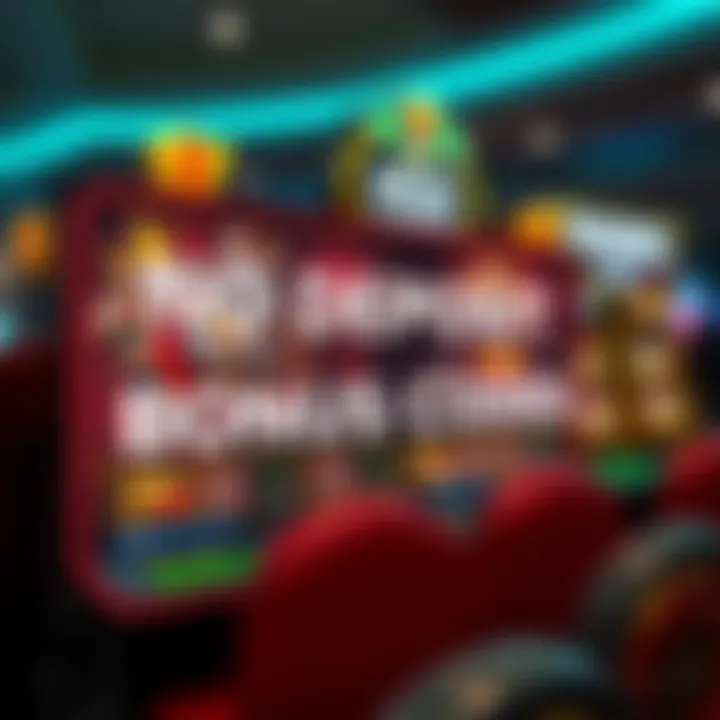 Illustration showing a digital casino interface highlighting no deposit bonus codes for players