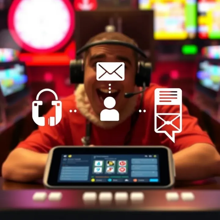 Illustration of various communication tools like phone, chat, and email for customer assistance