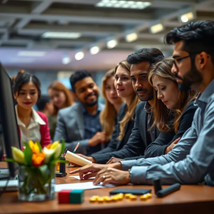 Diverse group of individuals collaborating in a professional setting, symbolizing equal opportunity and teamwork