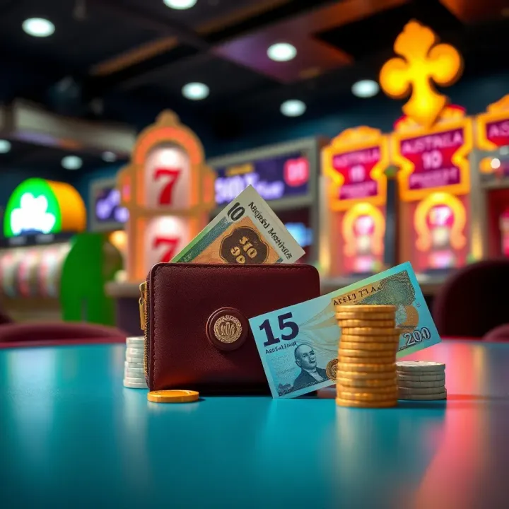Secure online gambling with digital wallet and Australian currency symbols representing safe real money play