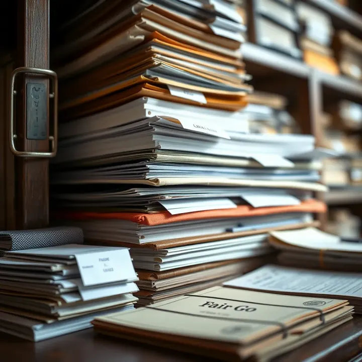 Stacks of archival folders and documents representing consumer reports and Australian broadcast history