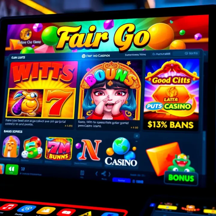 Colorful online casino interface showing diverse slot games and bonus offers