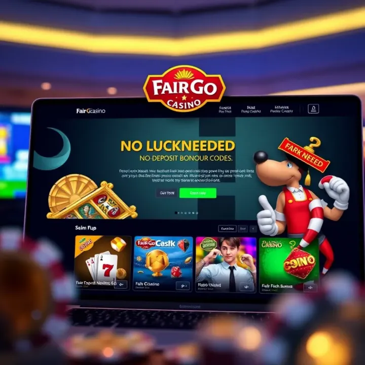 Screenshot of Fair Go Casino homepage highlighting the NoLuckNeeded no deposit bonus codes section
