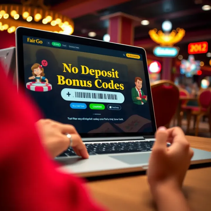 Illustration of a casino bonus code being entered on a laptop screen