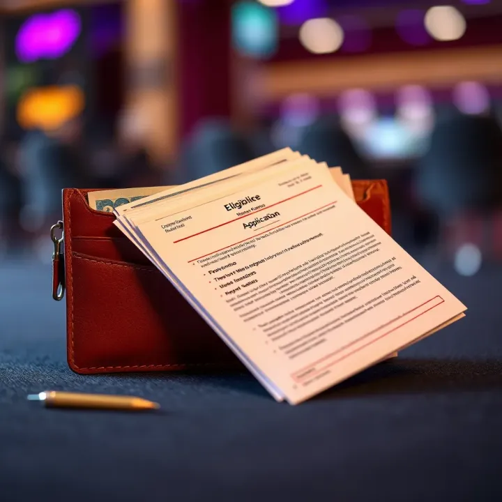 Illustration of a wallet with cash and documents representing eligibility and application details for a financial bonus