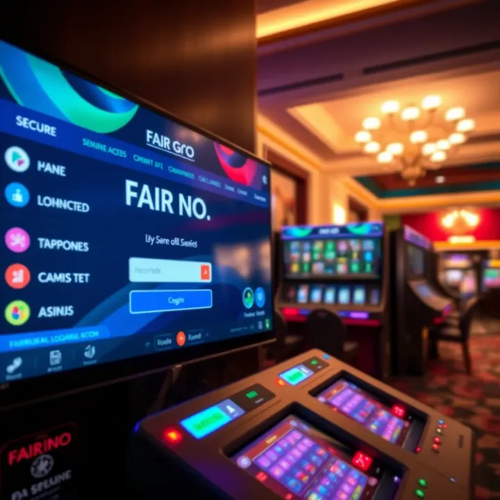 Online casino interface showing secure login and game selection