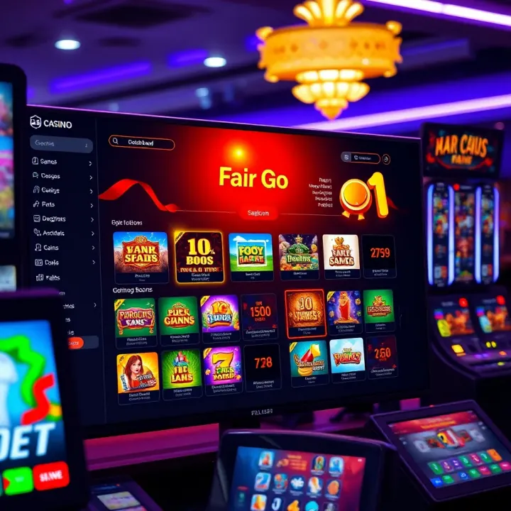 Dashboard view of Fair Go Casino AI platform showing game selections and user interface