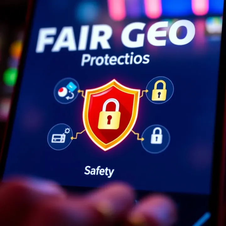 Illustration of secure account protection with shield and lock icons representing safety features in the Fair Go Casino app