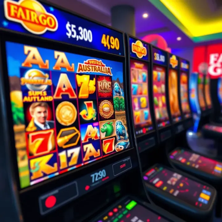 Colorful casino interface displaying a vibrant selection of slot games themed around Australian culture