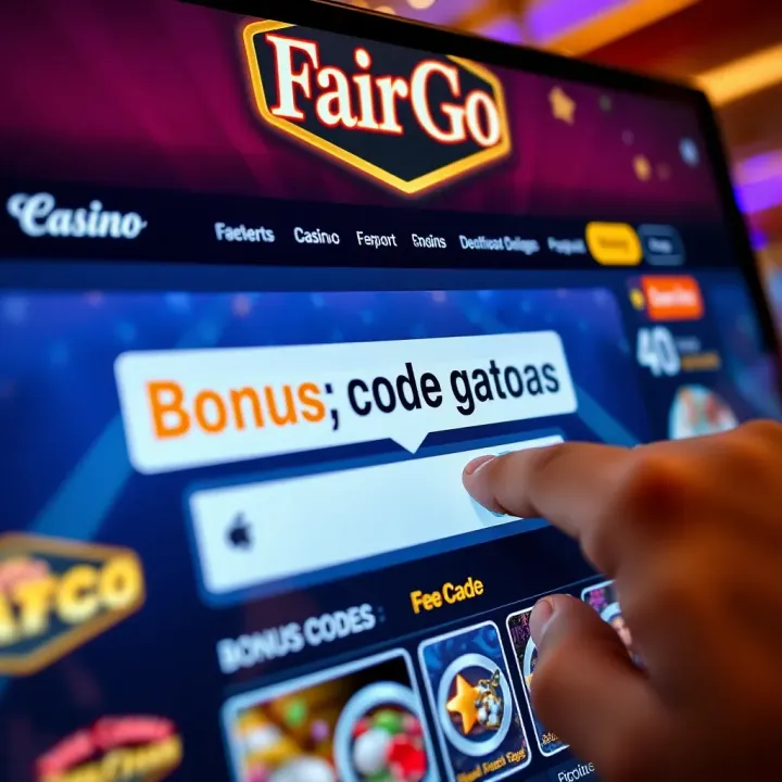 Illustration of a bonus code being entered on a casino website interface with highlighted benefits
