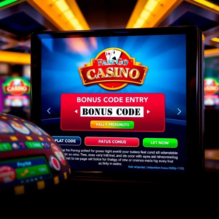 Illustration of digital casino interface highlighting bonus code entry section