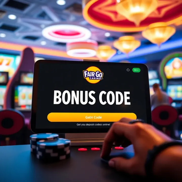 Illustration of a digital casino interface highlighting bonus code entry for online gaming
