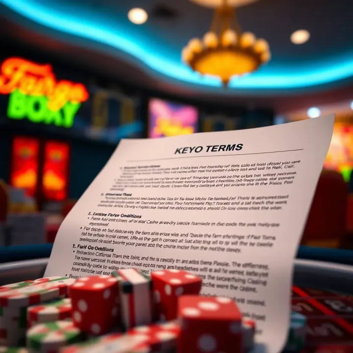 Visual representation of terms and conditions document highlighting key points for casino bonus eligibility