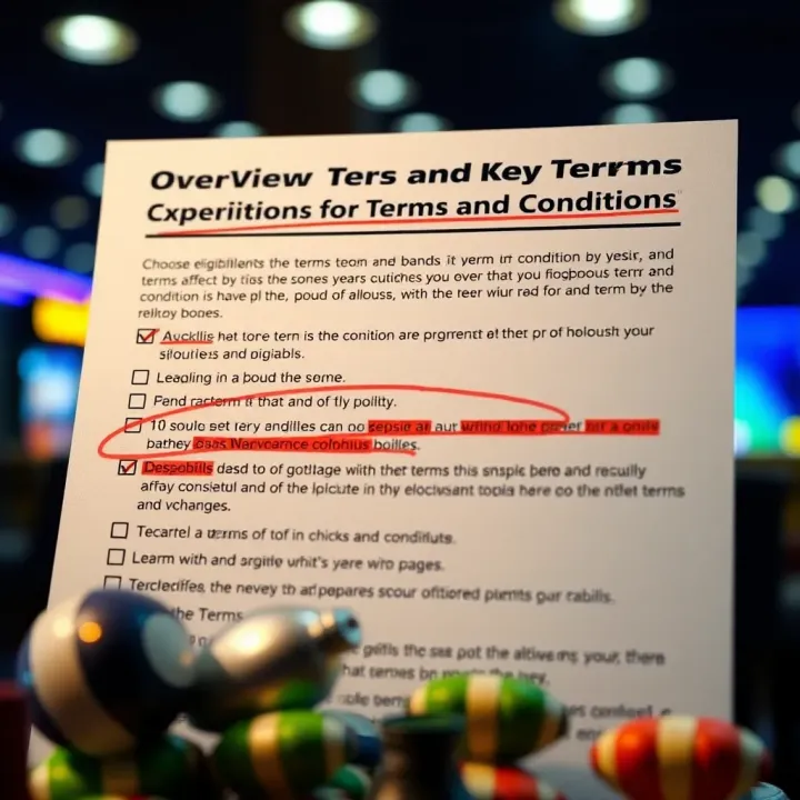 Graphic showing a checklist with key terms and conditions highlighted