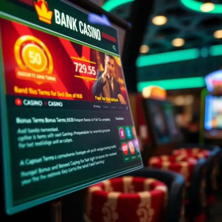 Casino interface highlighting bonus terms and responsible gaming options