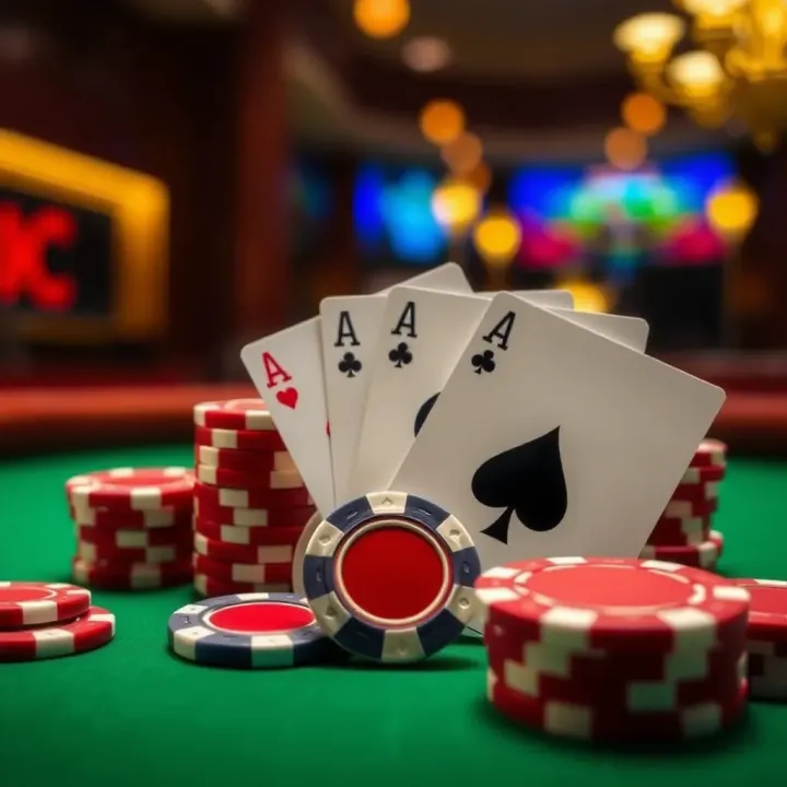Illustration of casino chips and playing cards representing bonus wagering requirements