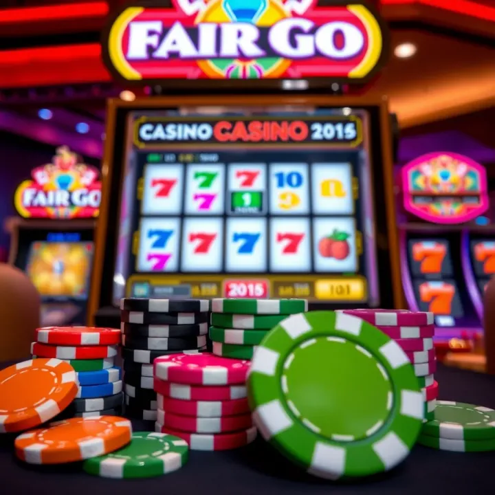 Colorful casino chips and a jackpot slot machine display