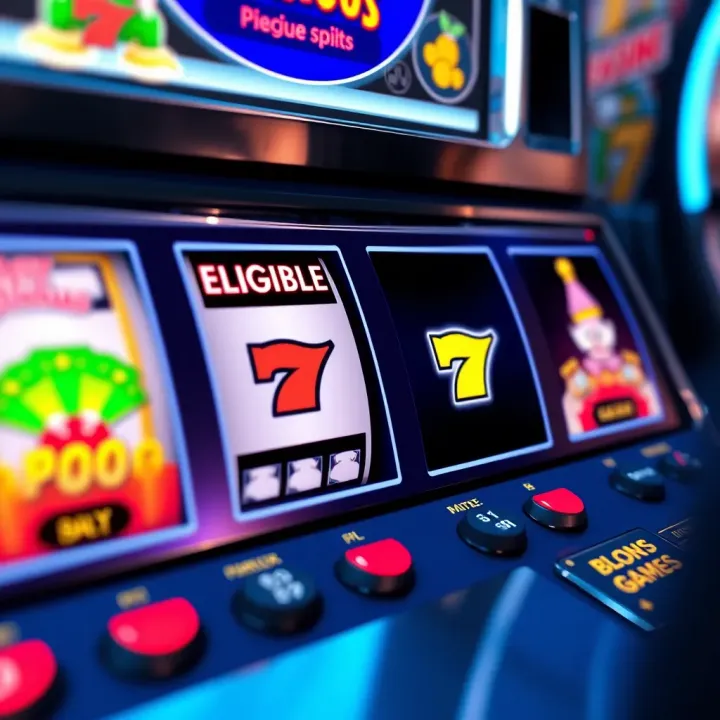 Slot Machine Highlighting Eligible Bonus Games Visual of a digital slot machine highlighting eligible games for bonus play