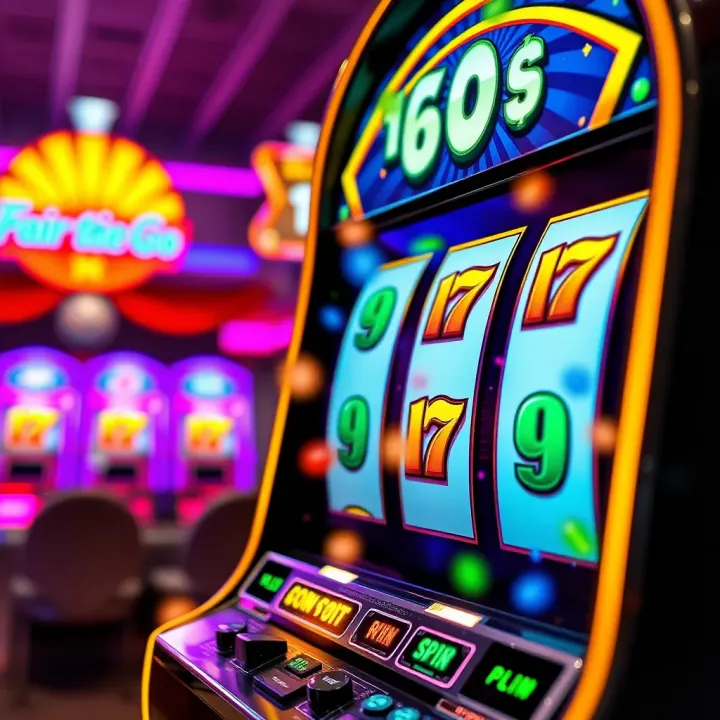 Colorful casino slot machine displaying winning combination