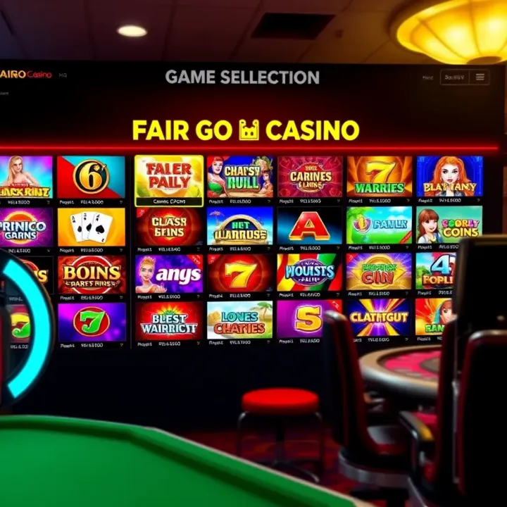 Fair Go Casino interface showing a variety of slot and table games available for players in the USA