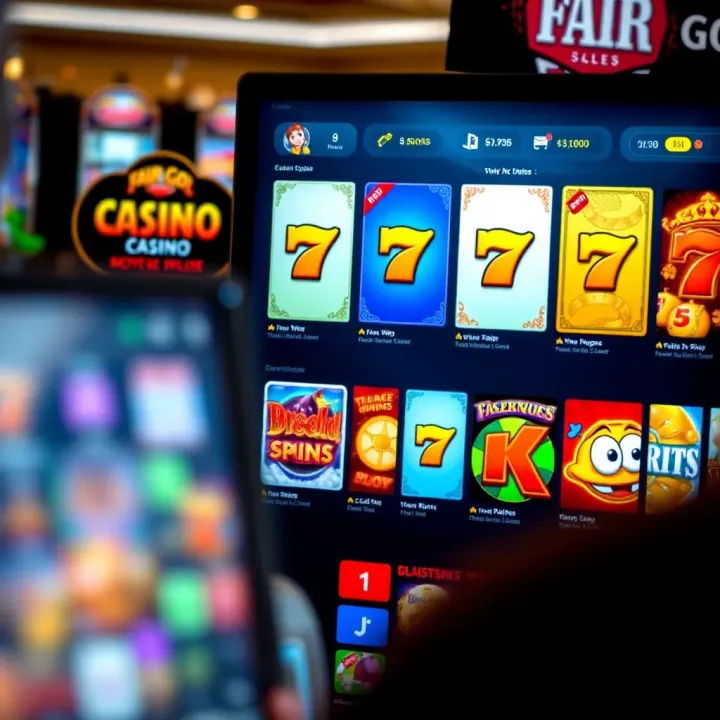 Online casino interface showcasing a variety of slot games on a digital screen