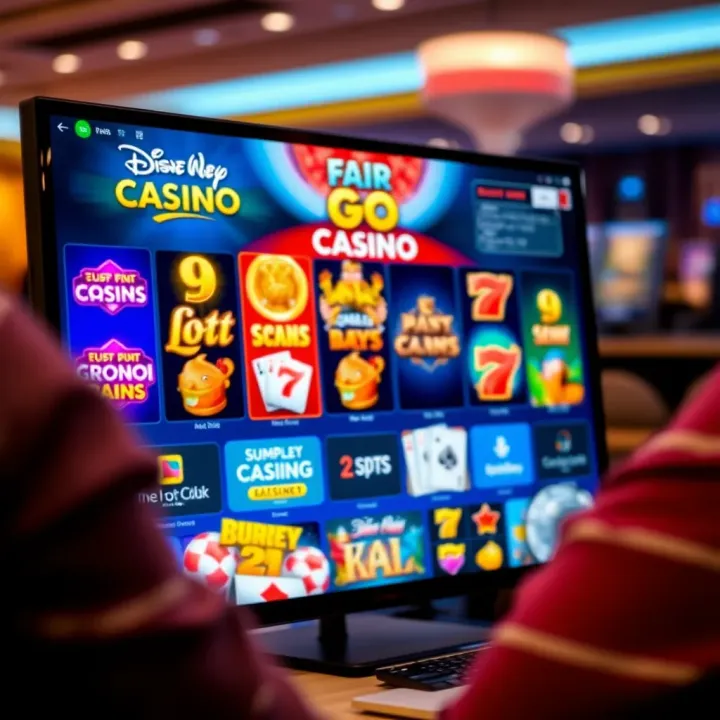 A vibrant online casino interface showing a diverse collection of slot games and card games on screen