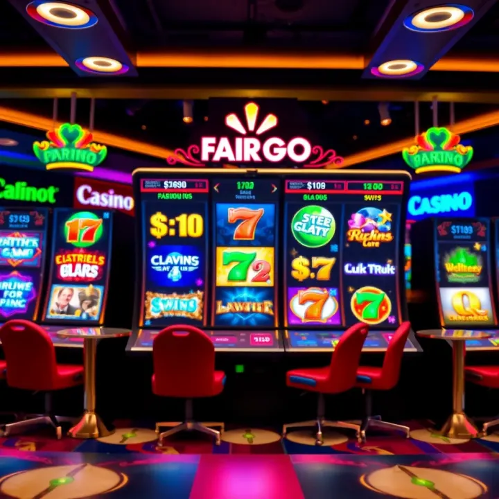 A digital casino interface displaying a variety of slot games with bright and engaging graphics