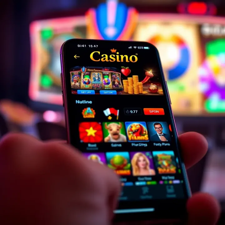 User interface of a mobile casino app showing game selection and navigation options